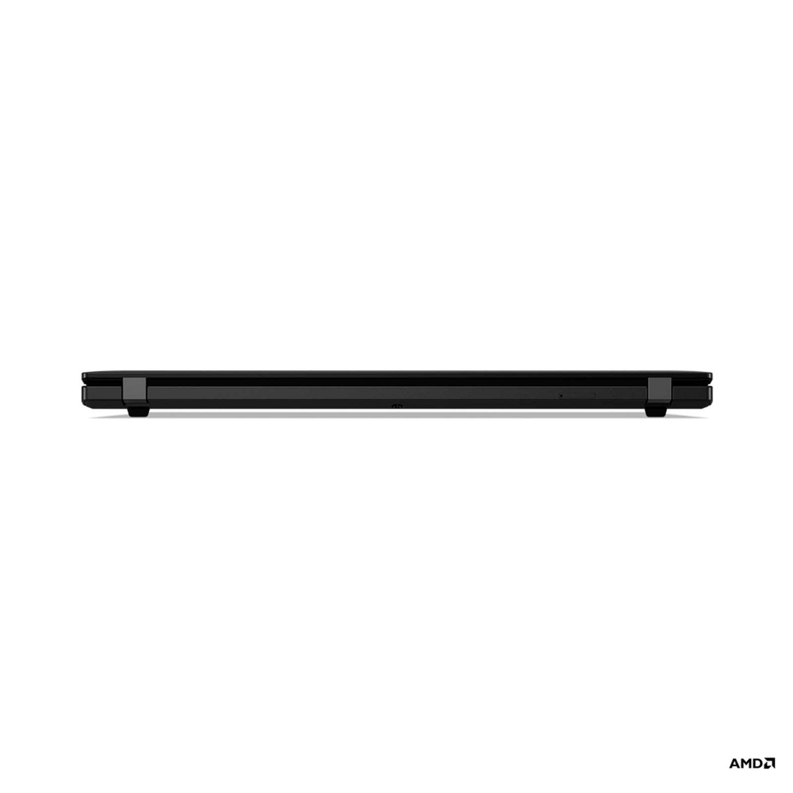 Laptop negro, vista superior. Tapa cerrada, superficie lisa y oscura.