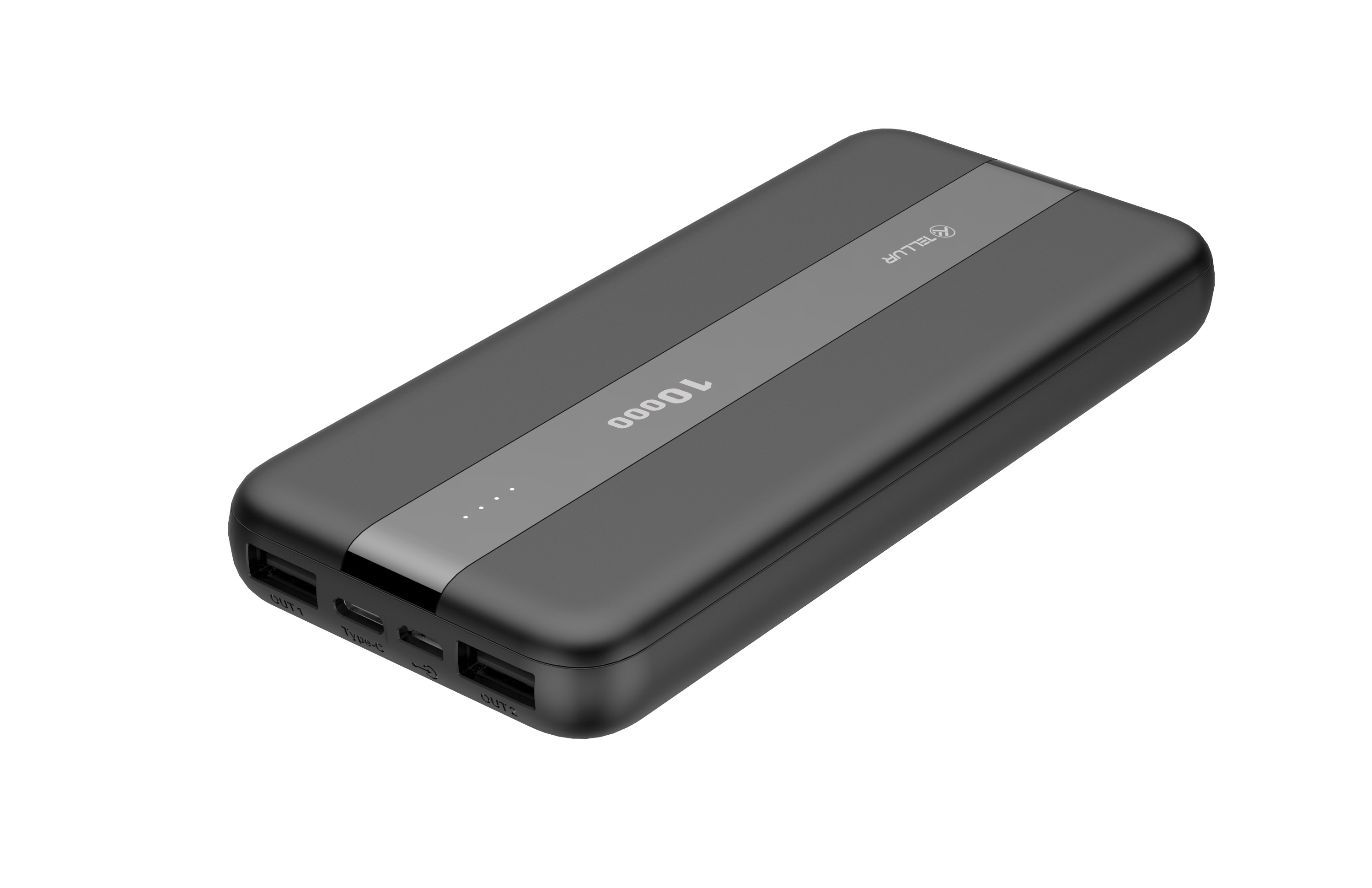 Czarny power bank z napisem 10000.