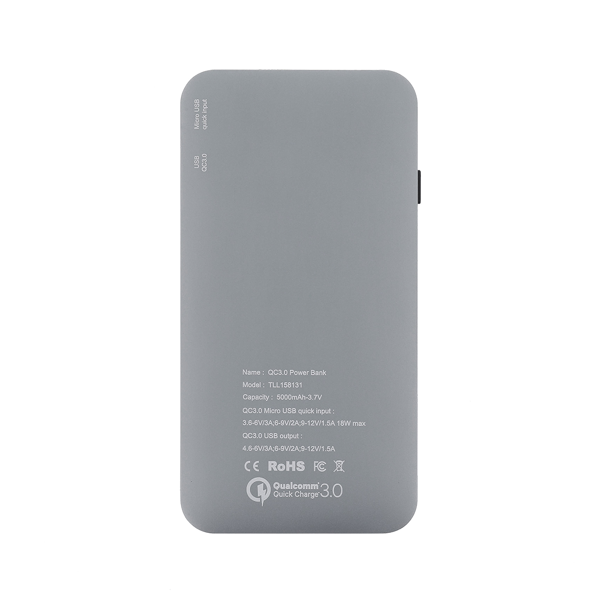 Schnelles C) & Powerbank TELLUR 3.0 Lightning Grau 5000mAh QC Laden, (Micro-USB 5000mAh, Typ & 3in1