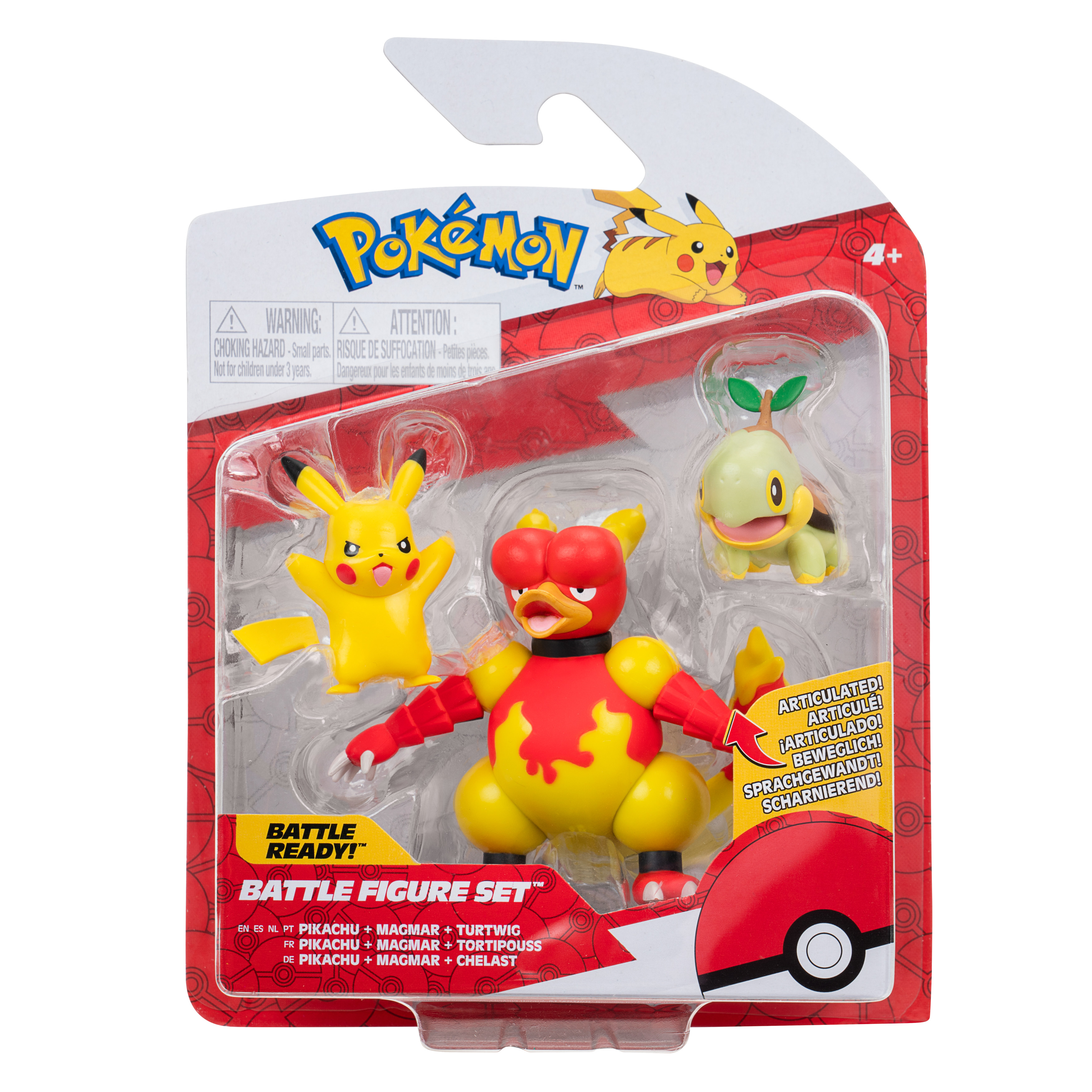 Pokémon - Magmar Pikachu#9 & - Figur 3er Pack Battle Chelast