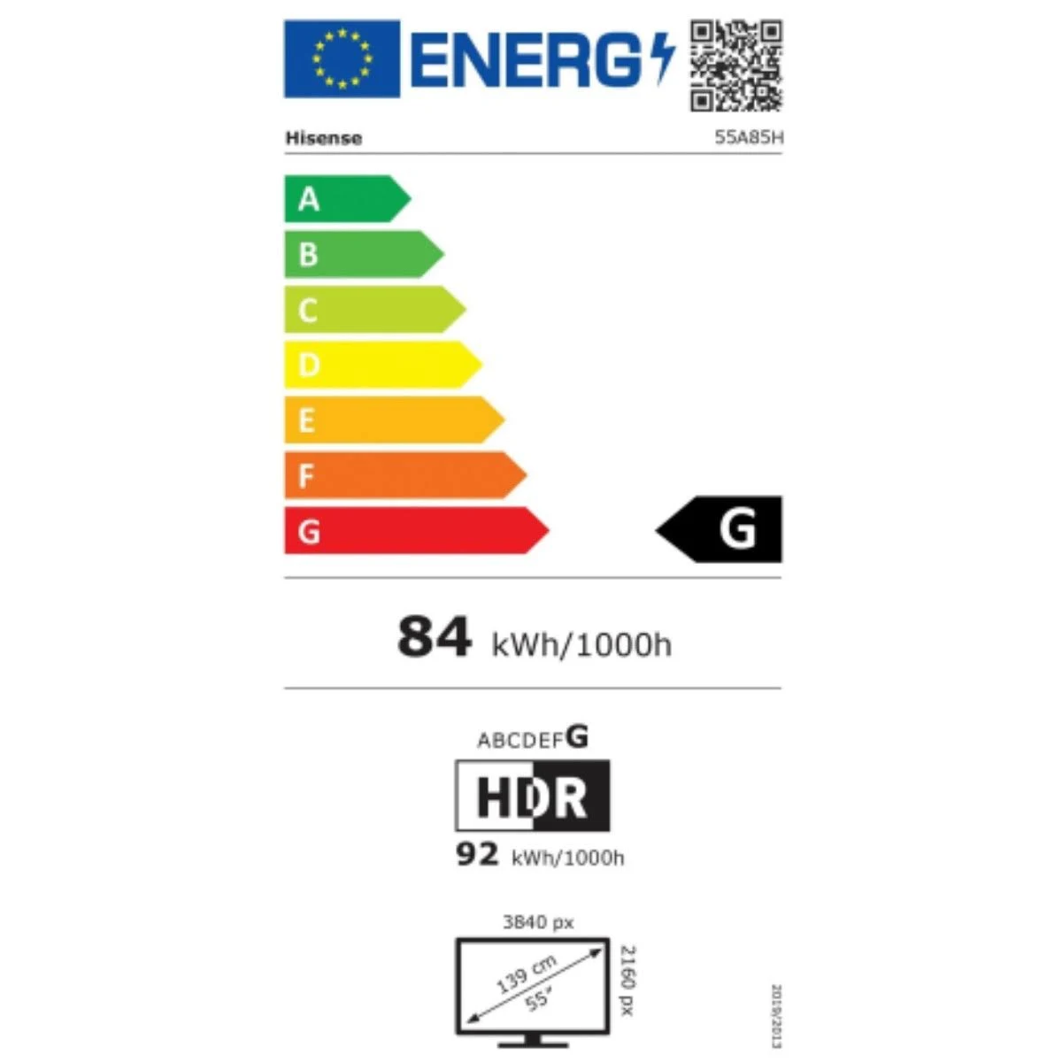 HISENSE 55 A Zoll TV UHD U6) OLED cm, VIDAA 85 138 / 55 H 4K, (Flat