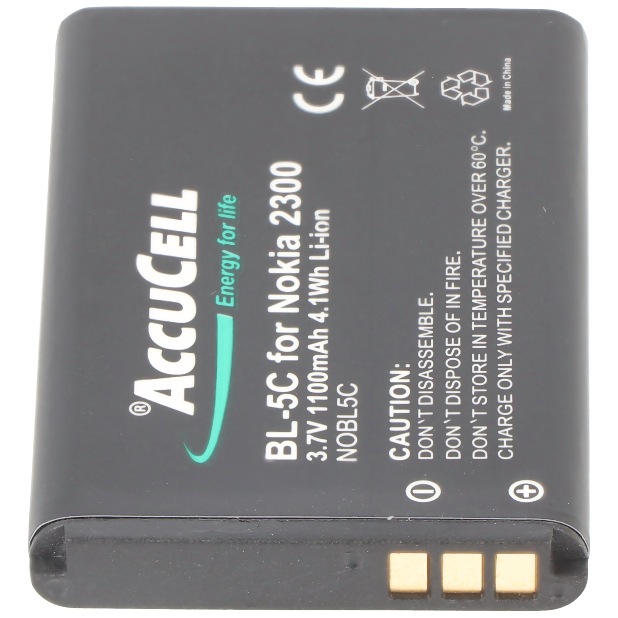 ACCUCELL Akku passend Handy-Akku, Lithium-Ionen mAh 1100 für BL-5C, - 6230, 1100mAh Li-Ion 6230i, Nokia