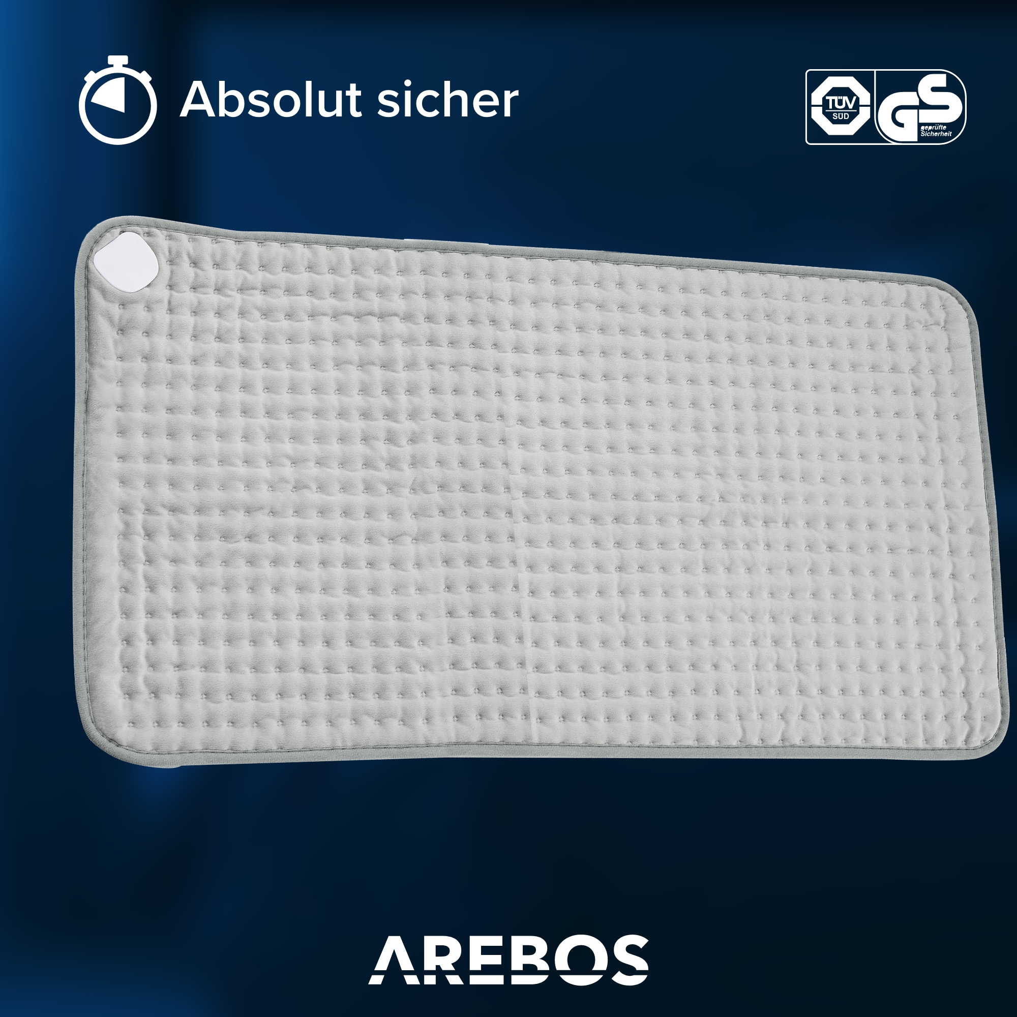 AREBOS Abschaltautomatik & Überhitzungsschutz - inkl. | Heizkissen LED Fernbedienung