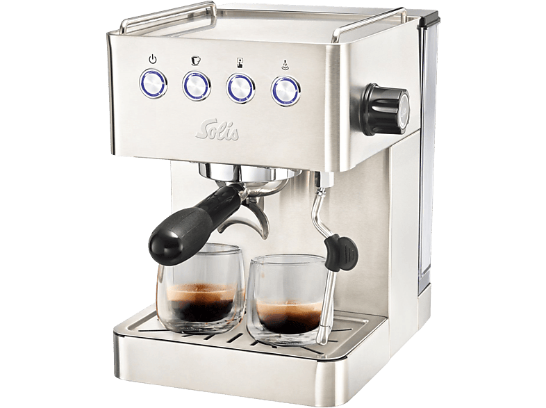 SOLIS OF SWITZERLAND Barista Gran Gusto 1014 Espressomaschine | Siebträgermaschine | Milchaufschäumer Silber