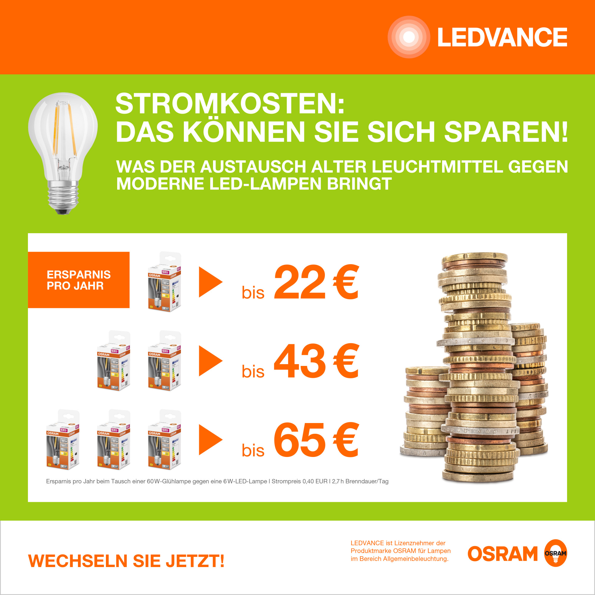 lumen EM OSRAM  Lampe MAINS & DULUX LED AC LED Warmweiß S 450