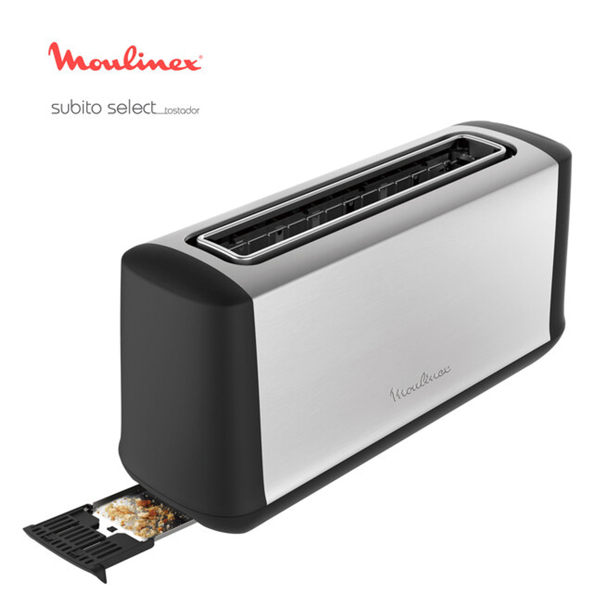 Ein Moulinex-Toaster mit Edelstahl-Finish.