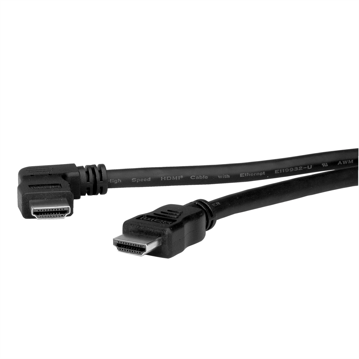 ROLINE HDMI High Ethernet Speed mit Kabel linksgewinkelt mit HDMI Ethernet, Speed Kabel High