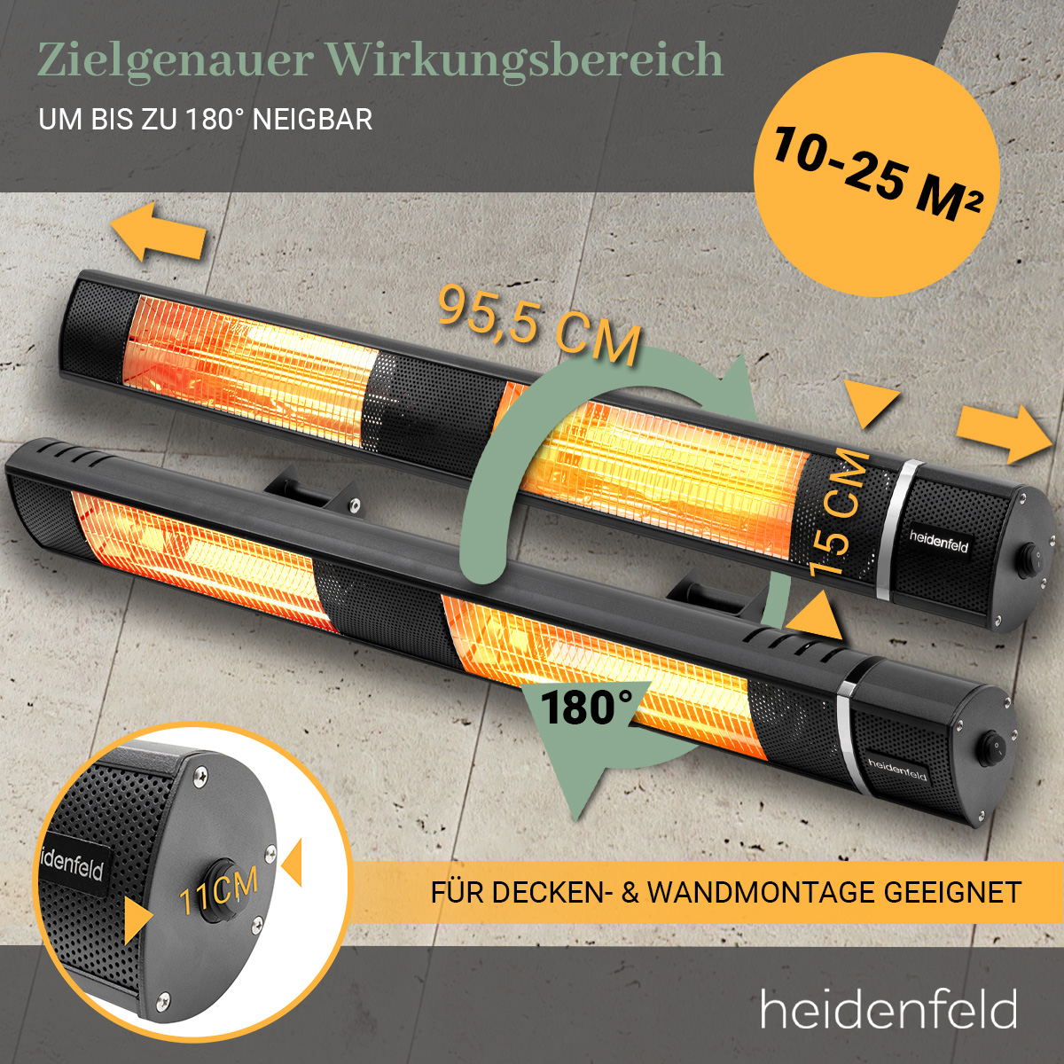 Heizstrahler IH110 Watt) (3000 Infrarot HEIDENFELD