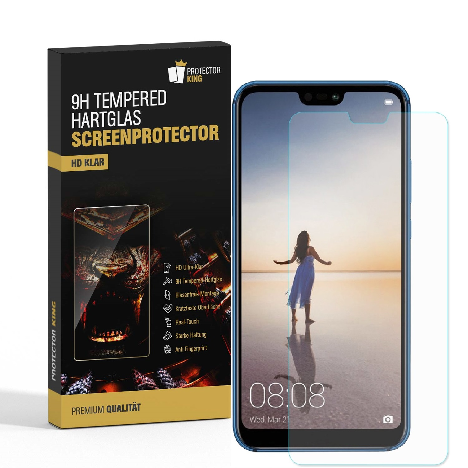 PROTECTORKING 3x 9H Displayschutzfolie(für Lite) P20 KLAR HD Hartglas Schutzglas Huawei