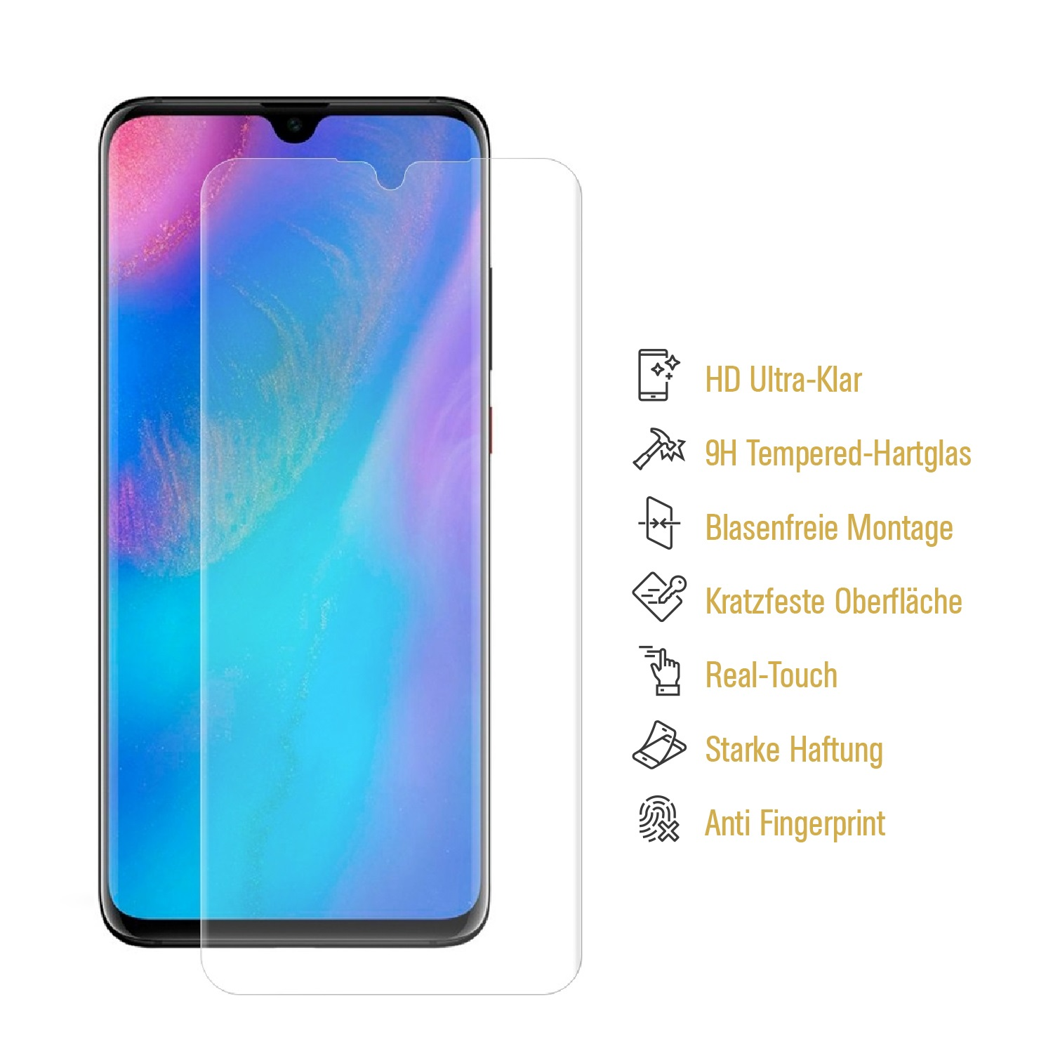 9H Schutzglas P30) Displayschutzfolie(für Hartglas KLAR PROTECTORKING 3x Huawei HD