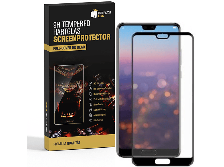 PROTECTORKING 1x FULL COVER 9H KLAR Huawei Displayschutzfolie(für Schutzglas HD Hartglas P20)