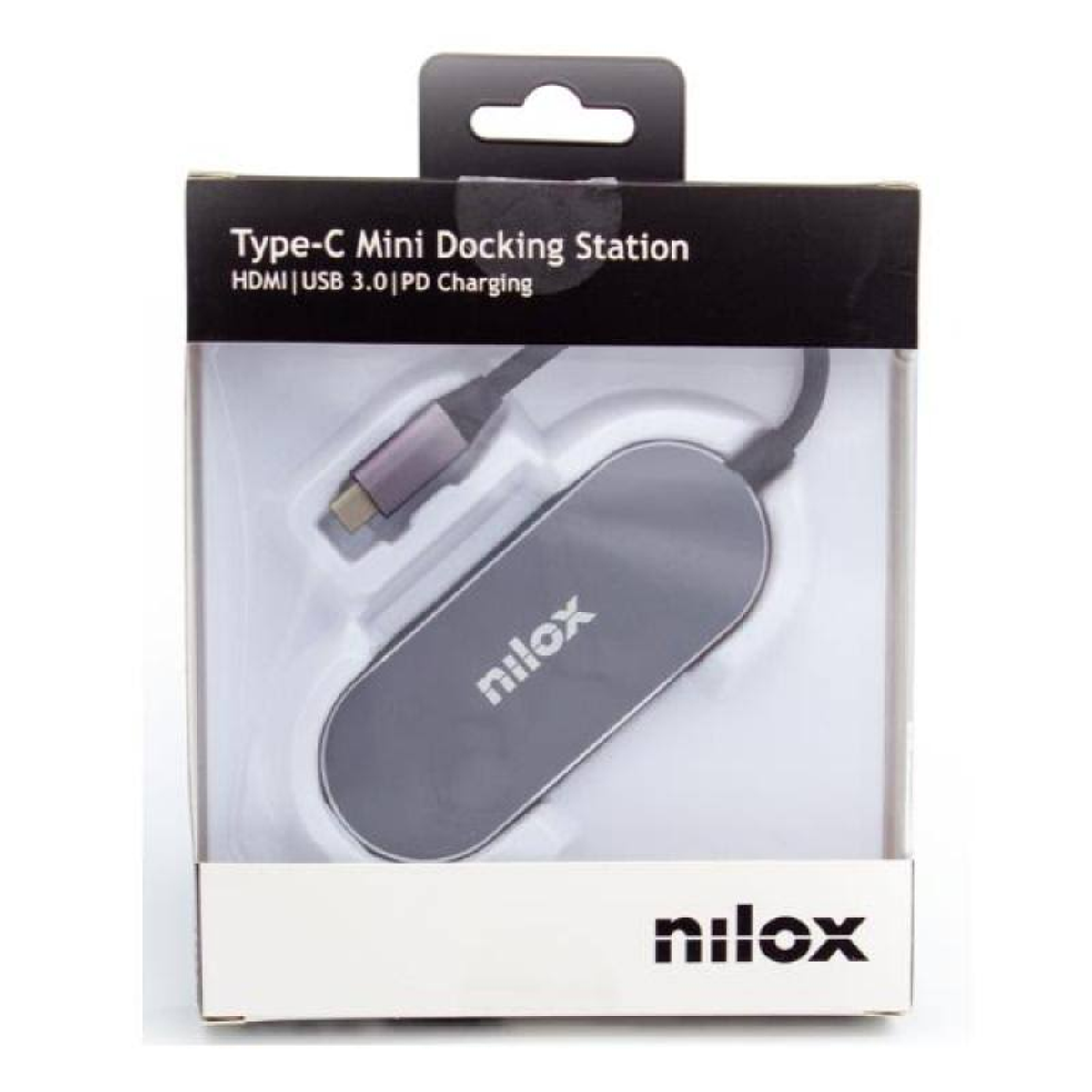Una Mini Docking Station Type-C in una scatola, con HDMI, USB 3.0 e ricarica PD.