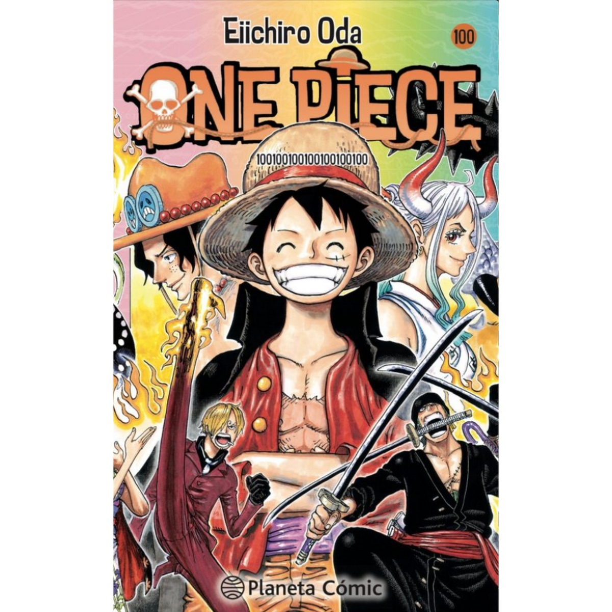 Portada del manga One Piece. Luffy con sombrero de paja, otros personajes. Título 'One Piece'.