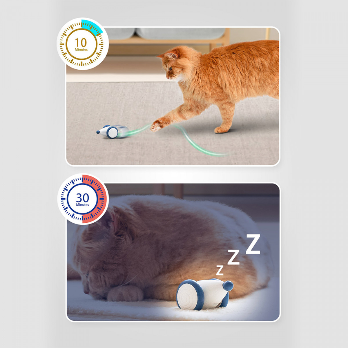 INF Maus Interaktives für Spielzeug Blau/Weiß USB-Aufladung Haustier-Spielzeug Katze