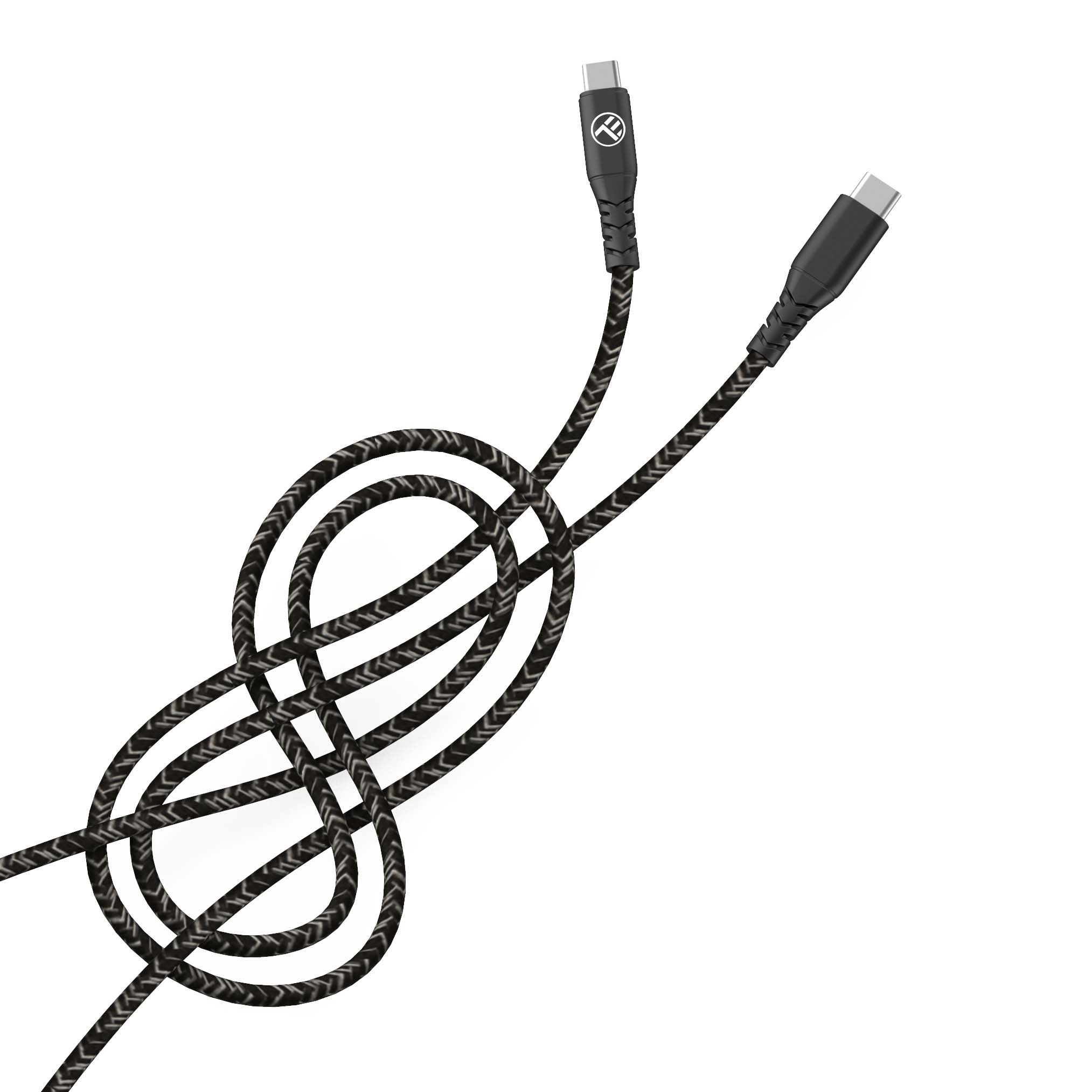 Czarny i szary pleciony kabel USB-C.