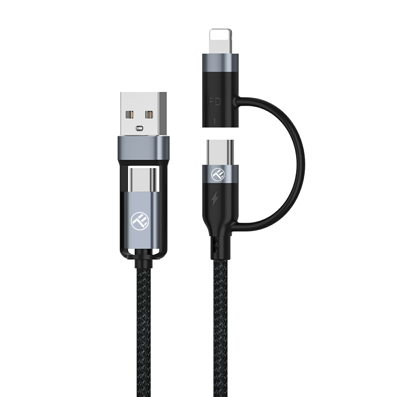 2xTyp-C, 3A, 4in1-Kabel, Lightning, USB, 100 TELLUR cm