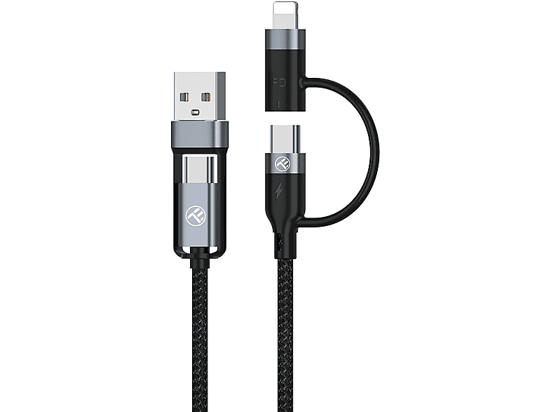 TELLUR 3A, 2xTyp-C, Lightning, USB, 4in1-Kabel, 100 cm