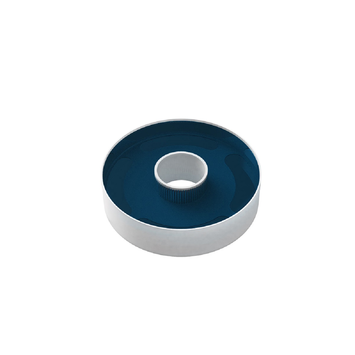 Biało-niebieski obiekt w kształcie pączka.