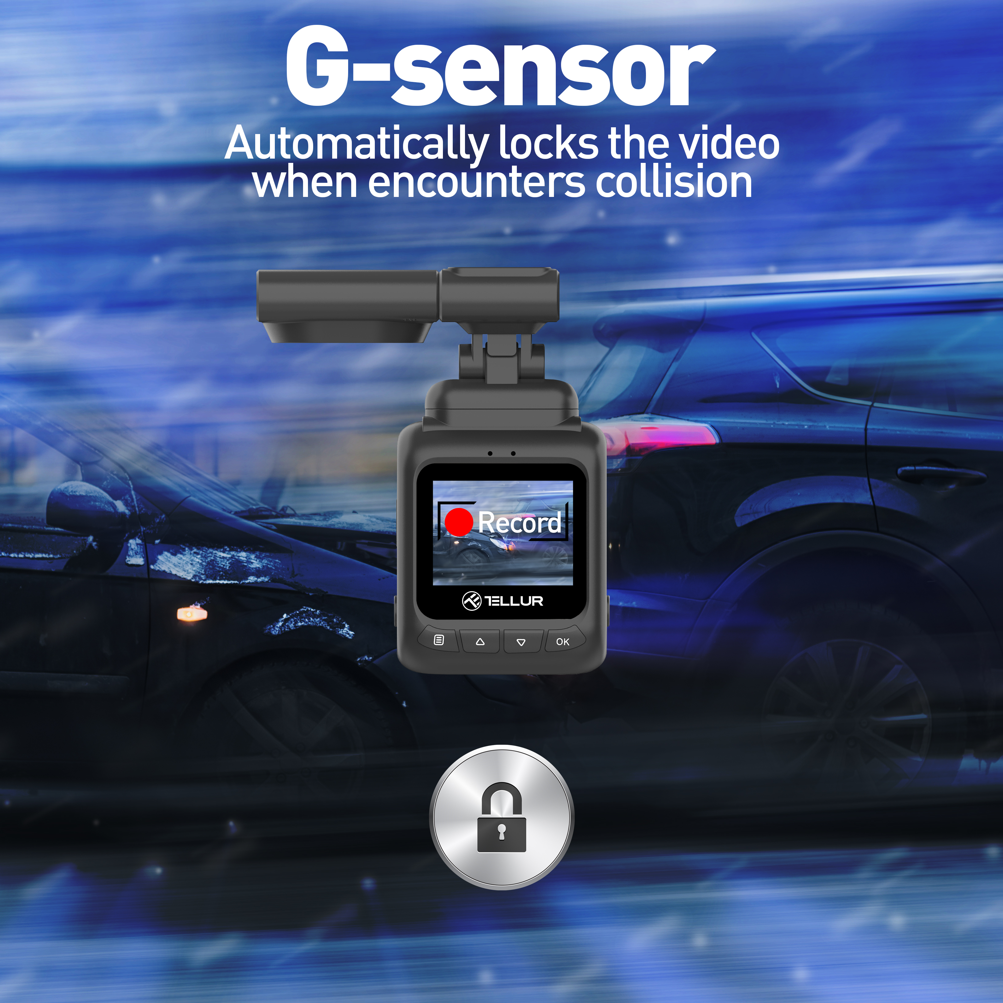 TELLUR Dash-Patrouille GPS Dashcam DC2, 1080P, FullHD, Display