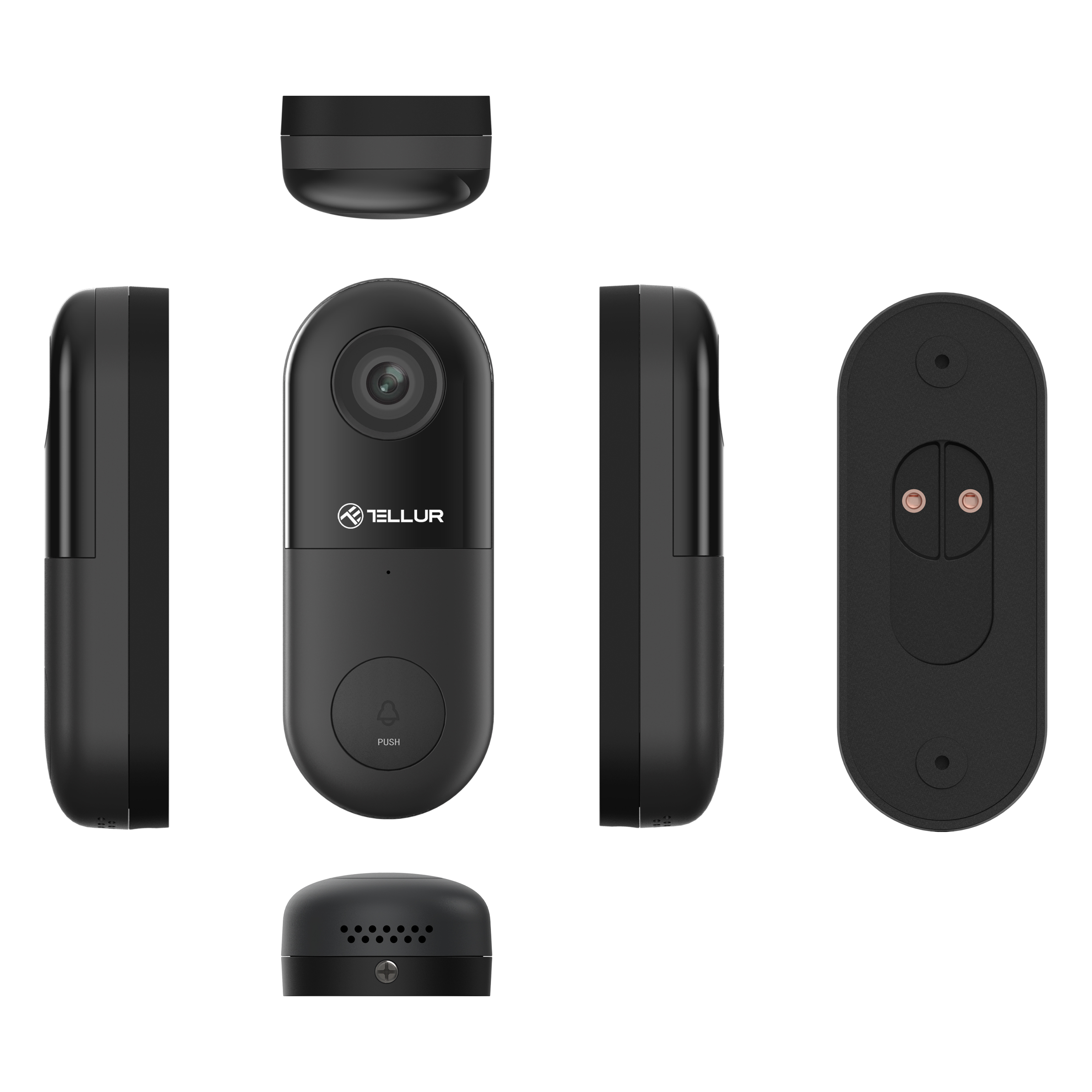 app, Video-Türklingel, Schwarz und 1080P, Amazon Alexa., Tellur Smart Google Home PIR, WiFi, TELLUR Wired