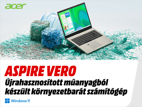 Az Acer Aspire Vero egy olyan termék a piacon, amely nem csak küllemében, hanem belsőleg, működésében is a fenntarthatóságra törekszik.