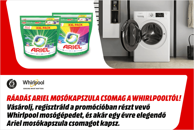 Whirlpool mosógép mellé ráadás Ariel mosókapszula csomag