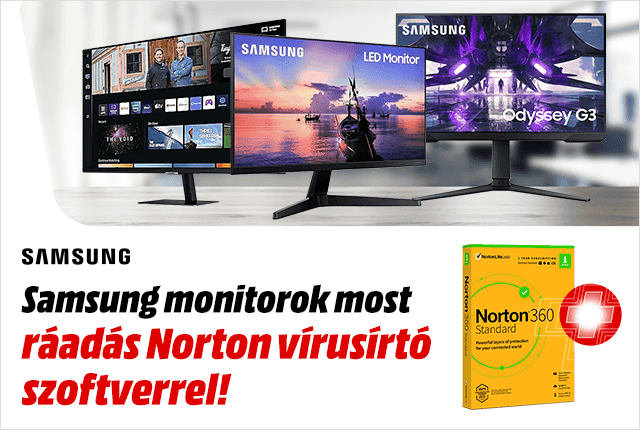 Samsung monitorok ráadás Norton 360 szoftverrel!