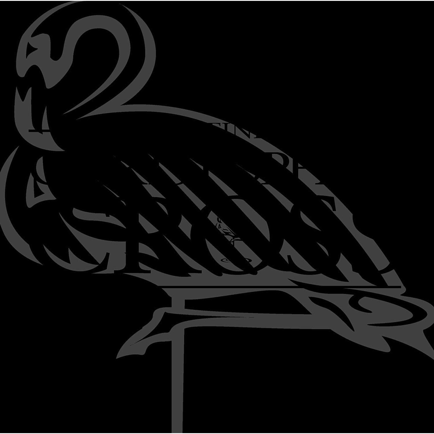 Schwarze und graue Vogelsilhouette. Es ist ein einfaches Design, wahrscheinlich für Dekoration oder ein Logo.