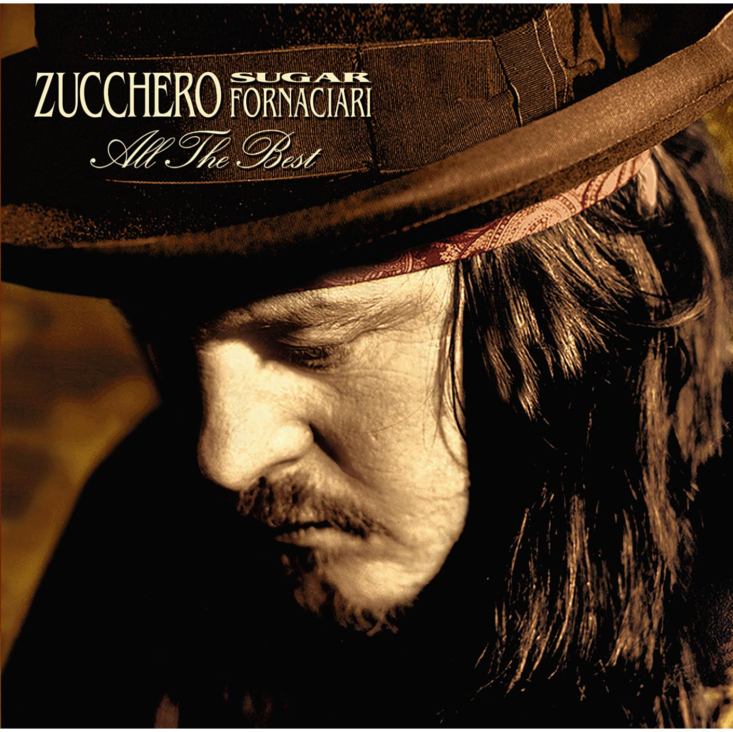 Albumcover: Zucchero, Gesicht im Schatten, Hut tragend, Text 'All The Best'.