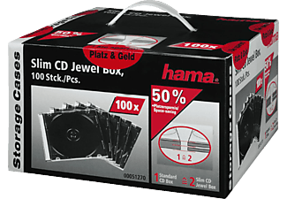 HAMA 51270 CD SLIM BOX CLEAR/BLACK 100PCS - Leerhülle Slim (Transparent/Schwarz)