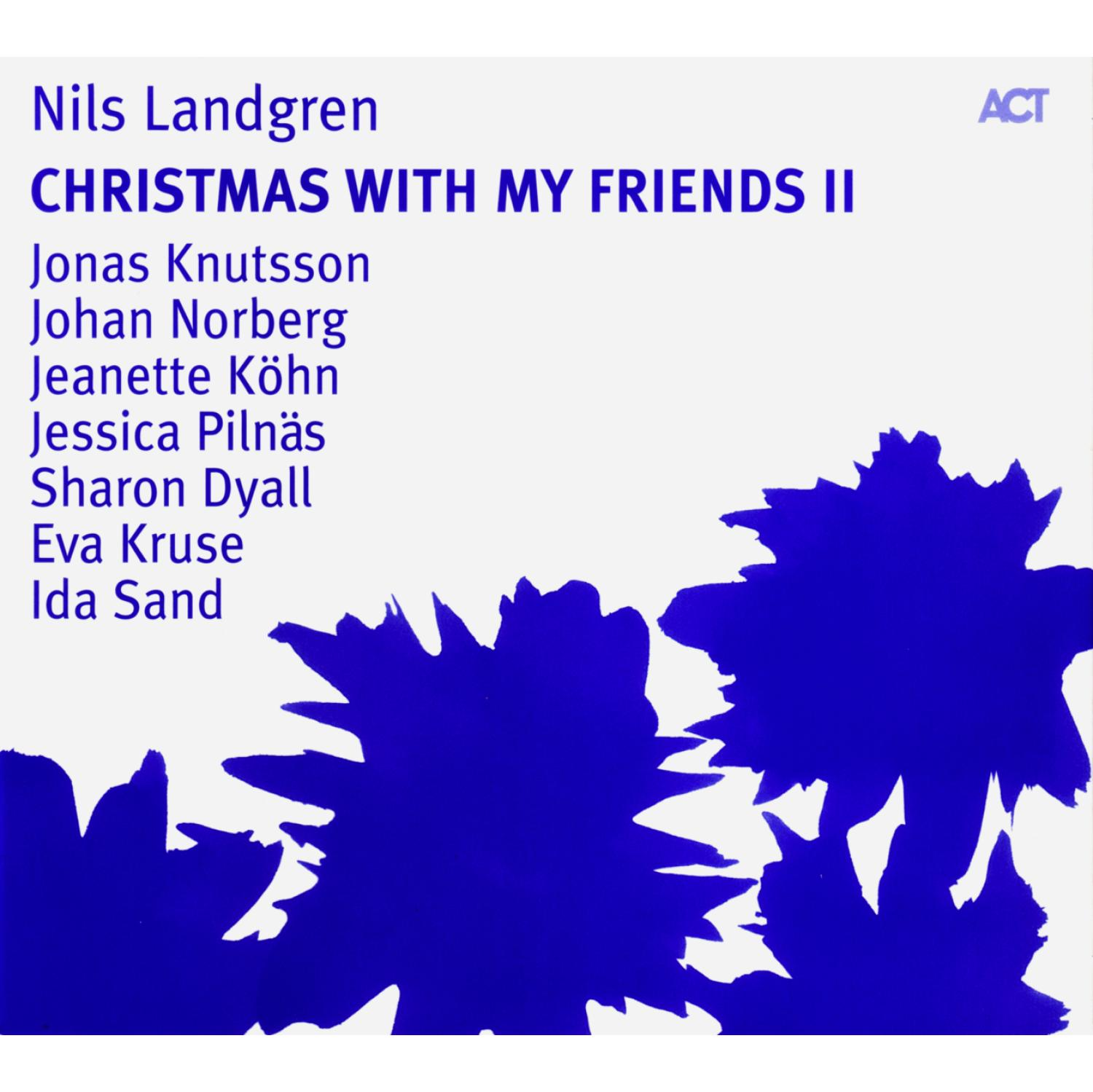Albumcover für Christmas With My Friends II mit einem blau-weißen Blumendesign.
