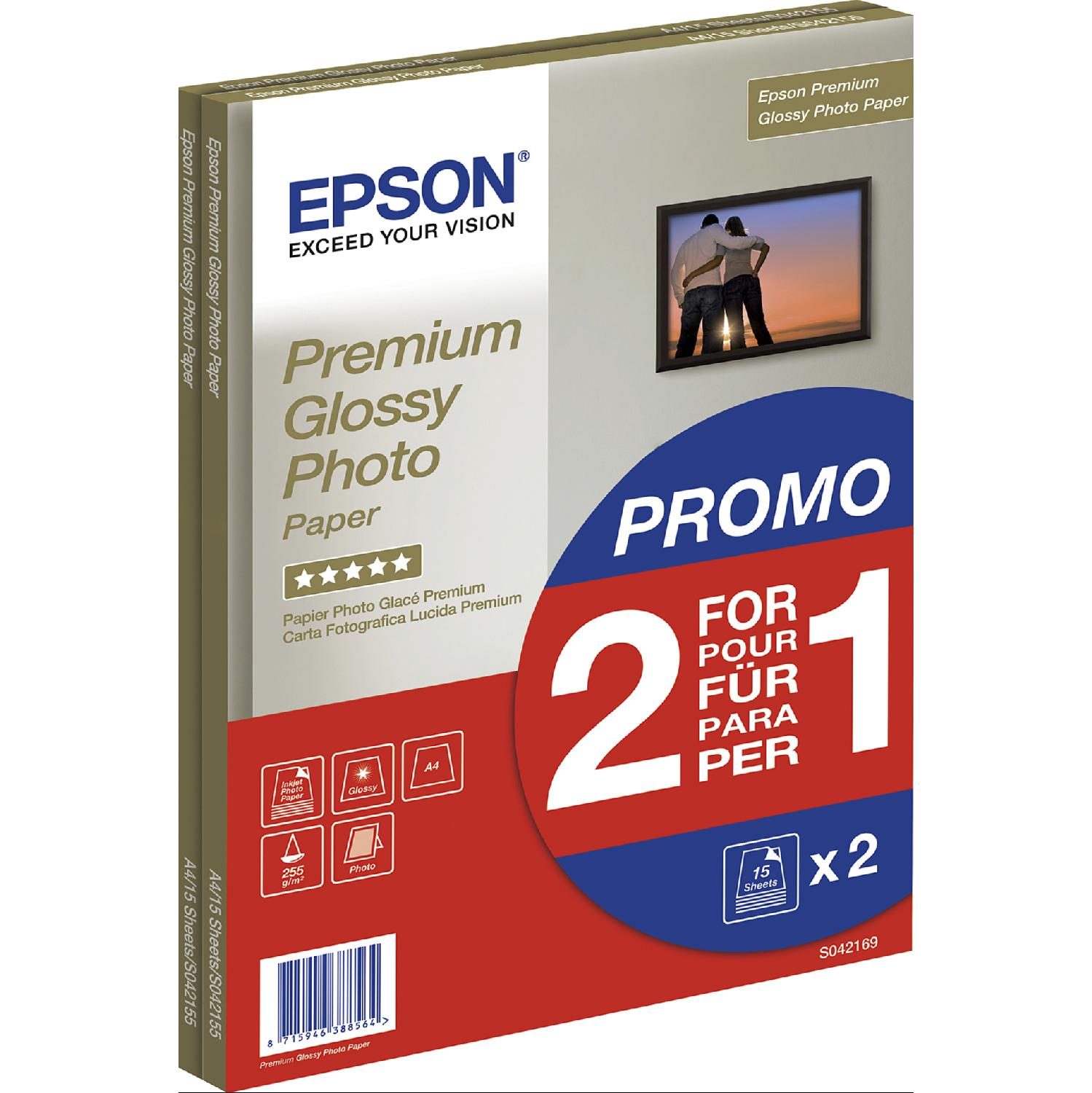 15 x Fotopapier 210 A4 2 mm x EPSON C13S042169 297 Blatt glänzendes Premium