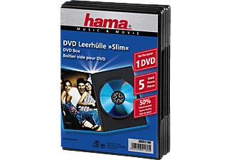 HAMA Boîtier de rangement extra-plat pour DVD, noir (pack de 5 ) - Boîtier vide DVD