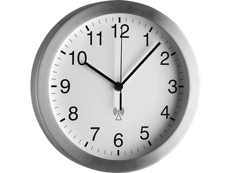 TFA Analoge Funk-Wanduhr mit Aluminium-Rahmen; Funkuhr