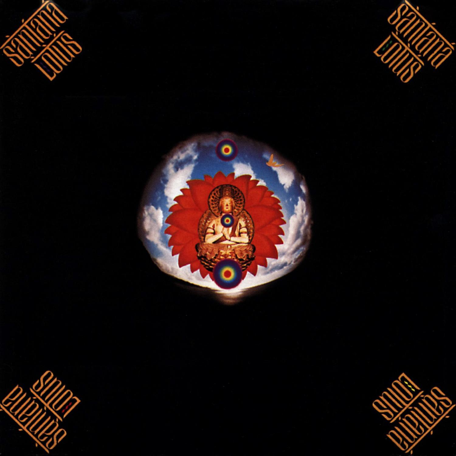 Albumcover mit Buddha im Lotus, umgeben von einer roten Blume, vor dunklem Hintergrund.