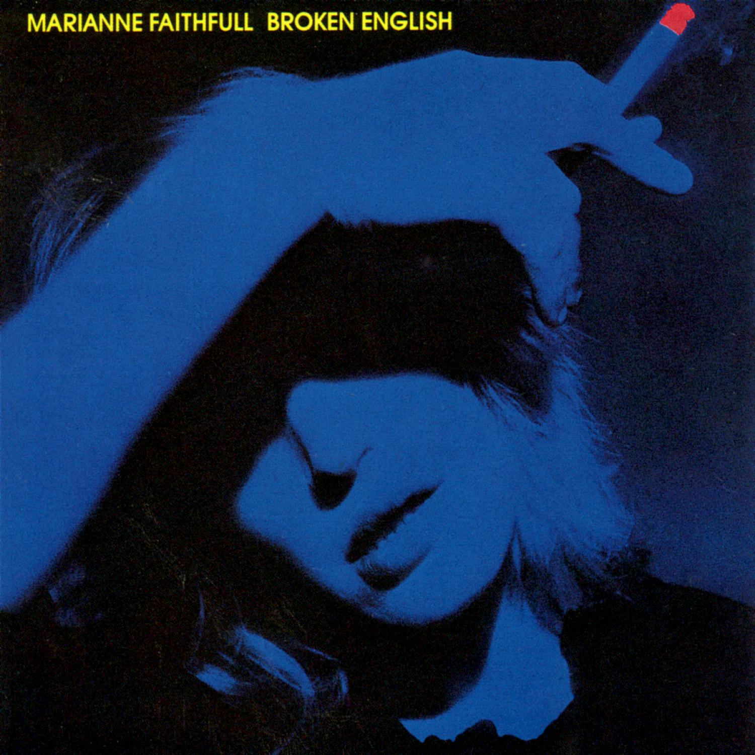 Albumcover. Eine Frau im blauen Schatten hält eine Zigarette mit roter Spitze. Titel "Broken English".