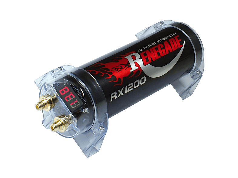 Condensateur Audio 1.2 Farad RENEGADE RX1200 – Voltmètre Digital – Pour Systèmes Jusqu’à 1200 W RMS