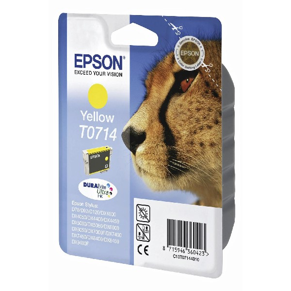 Epson T0714 - Amarillo - original - blíster con alarmas de RF/acústica - cartucho de tinta