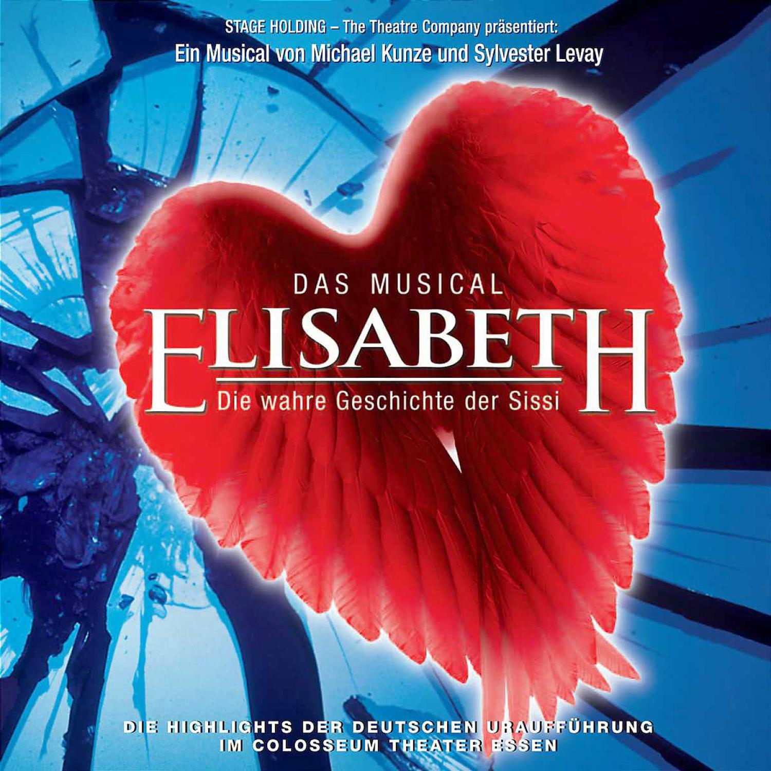 CD-Cover für das Musical Elisabeth, mit einem roten herzförmigen Design und dem Titel.