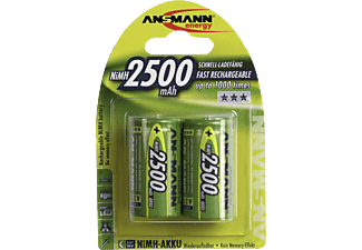 ANSMANN ANSMANN Batteria 2x C NiMH 2500 mAh - 1.2V - Autoscaricamento molto ridotto grazie alla tecnologia maxE - 