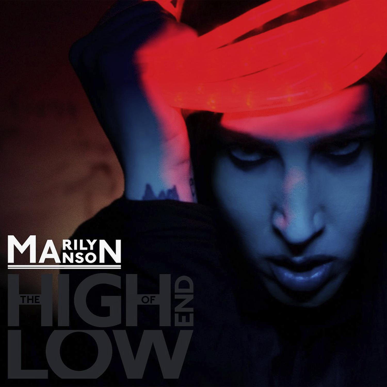 Albumcover mit dem Gesicht eines Mannes, rotem Licht und dem Text "Marilyn Manson" und "The High End of Low".
