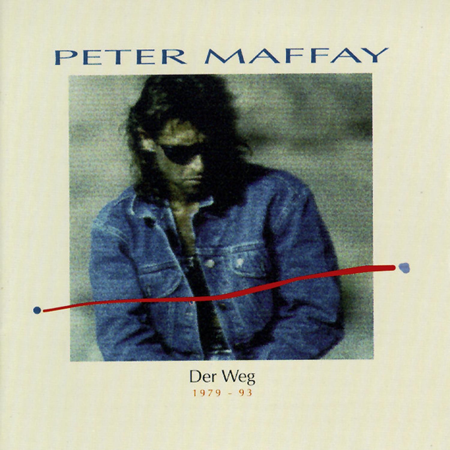 Albumcover von Peter Maffay. Er trägt eine Jeansjacke. Rote Linie durch das Bild.