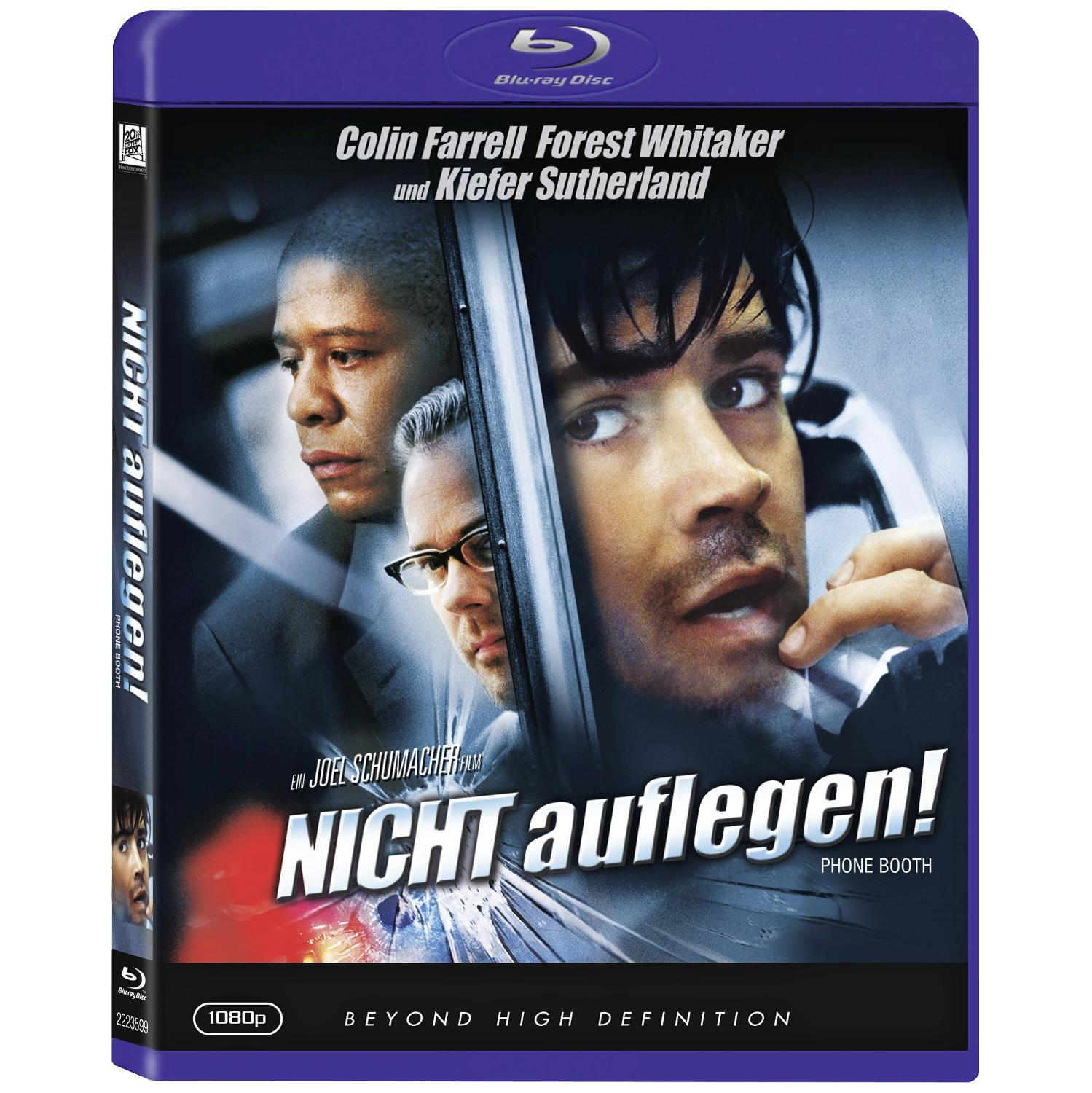 Filmcover. Drei Personen in einem Auto. Text: 'Nicht auflegen!'. Blu-ray Disc. Colin Farrell.