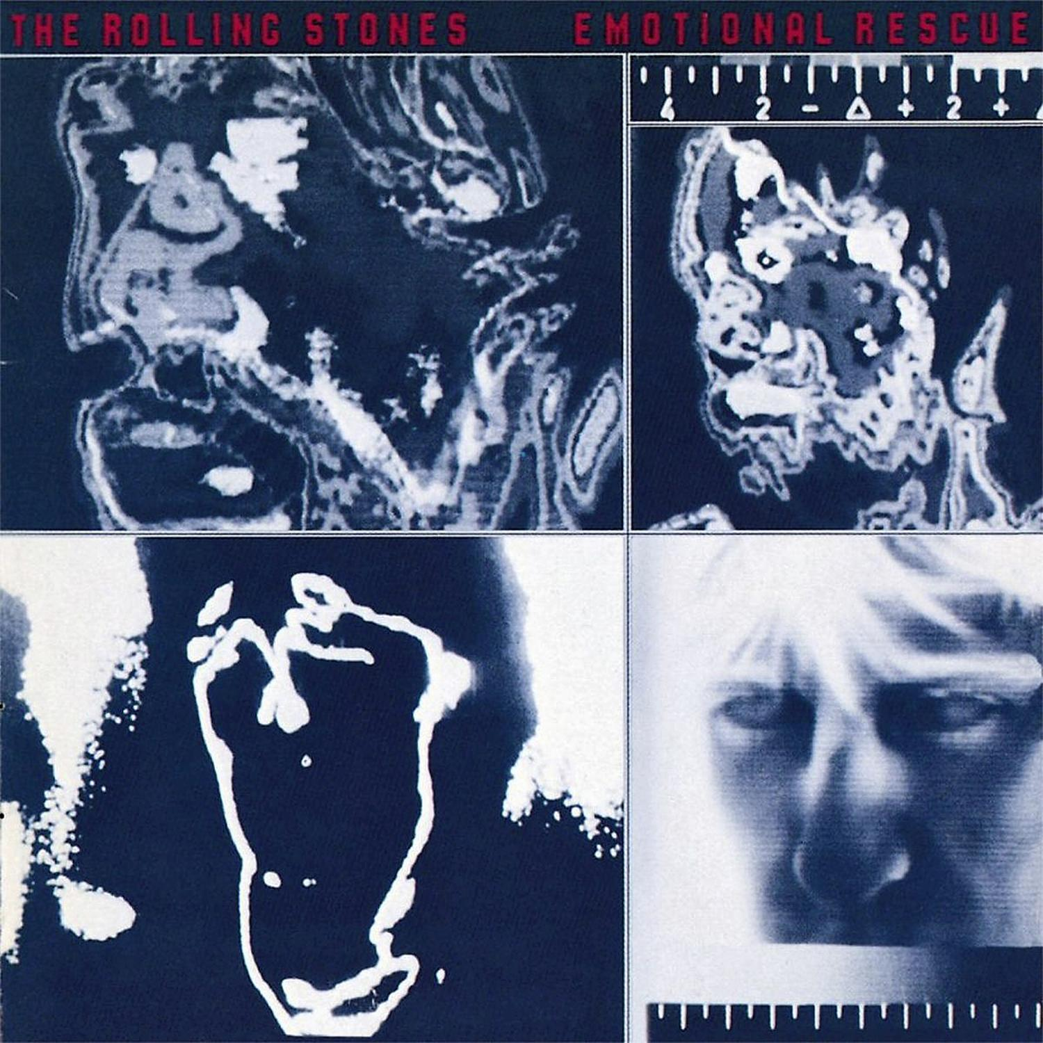 The Rolling Stones Albumcover mit Scans von Gesichtern.