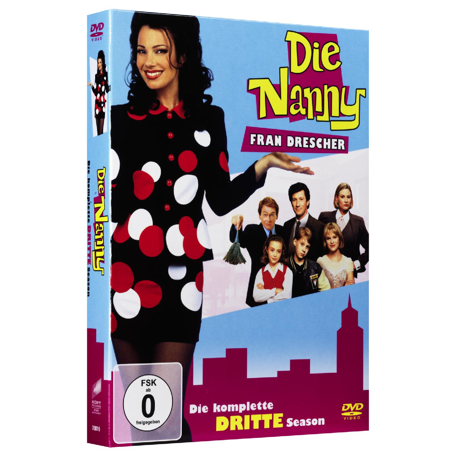 DVD-Cover mit Fran Drescher und Besetzung, Text 'Die Nanny'.