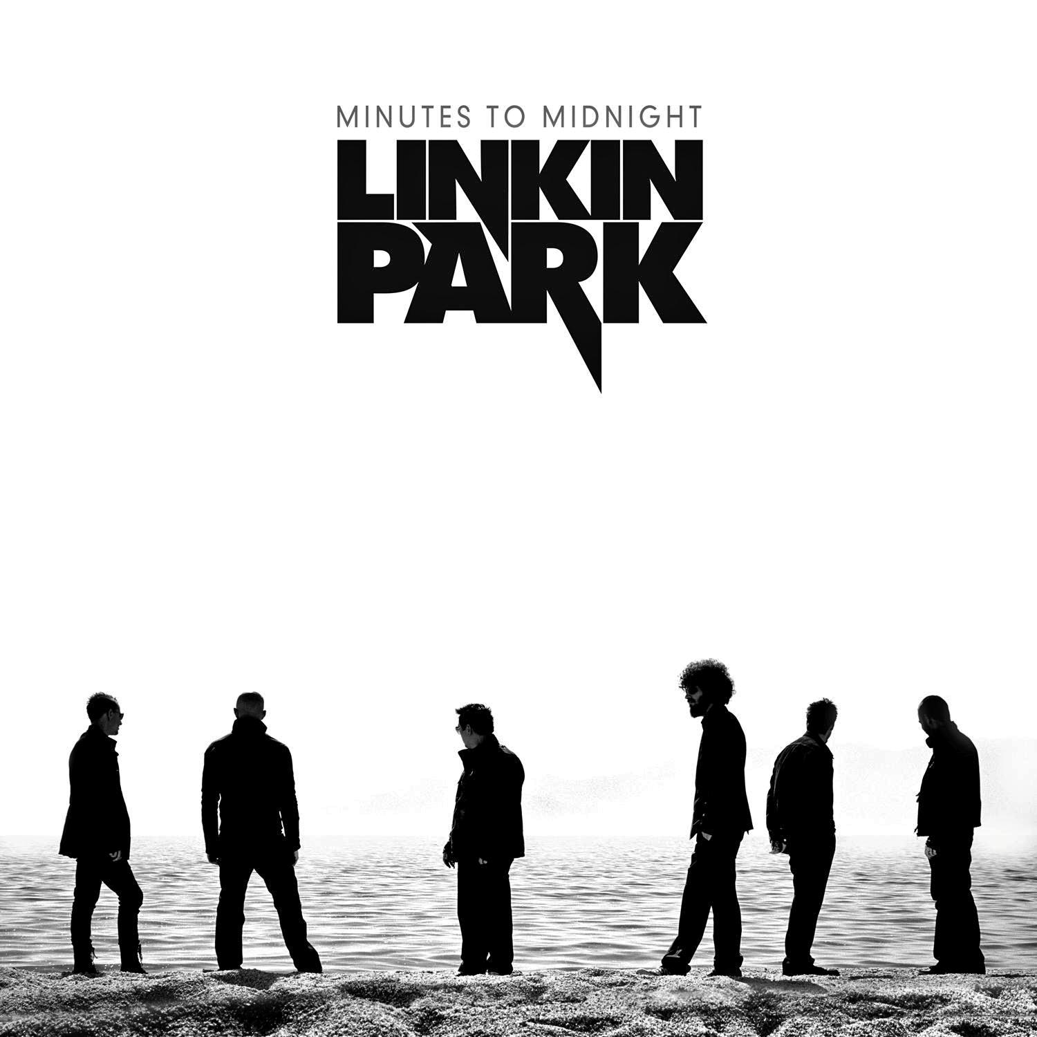 Linkin Park album borító. A zenekar tagjai sziluettben a víz és az ég hátterében.