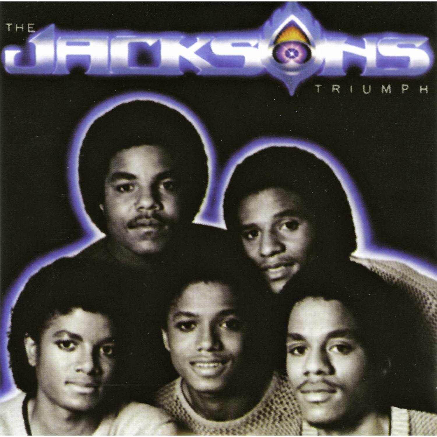 The Jacksons Albumcover, fünf Männer, dunkler Hintergrund, blaue Buchstaben.
