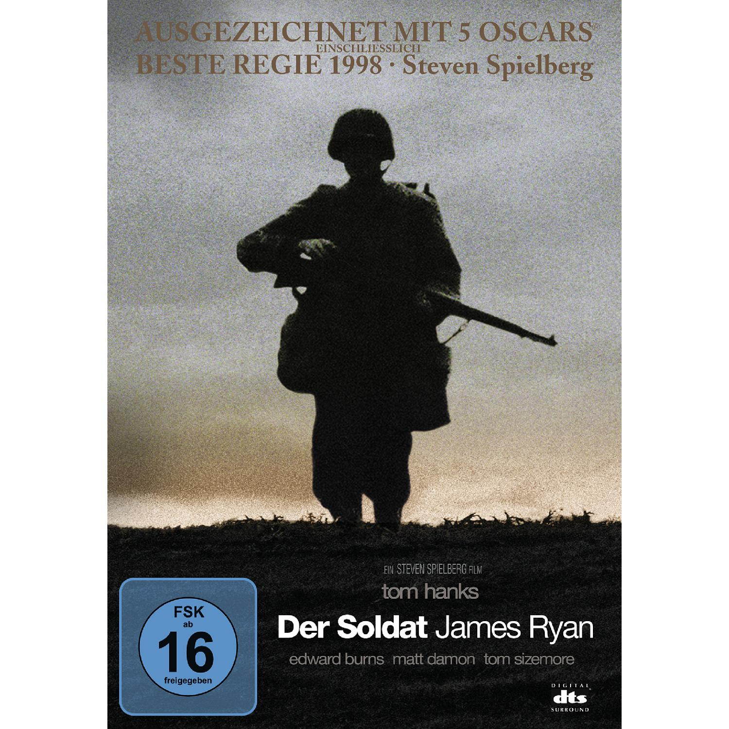 Filmplakat: Silhouette eines Soldaten, der ein Gewehr anvisiert. Titel: Der Soldat James Ryan.
