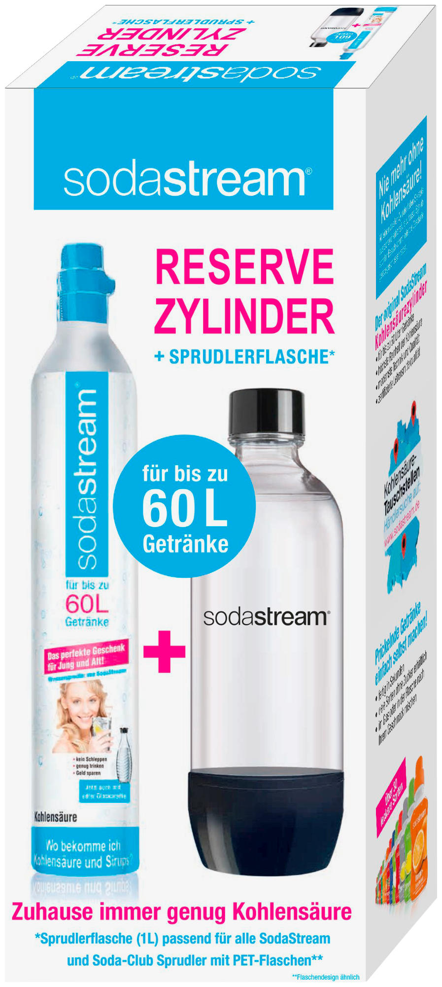 SODASTREAM Reserve Zylinder für bis zu 60 Liter inkl. Sprudlerflasche