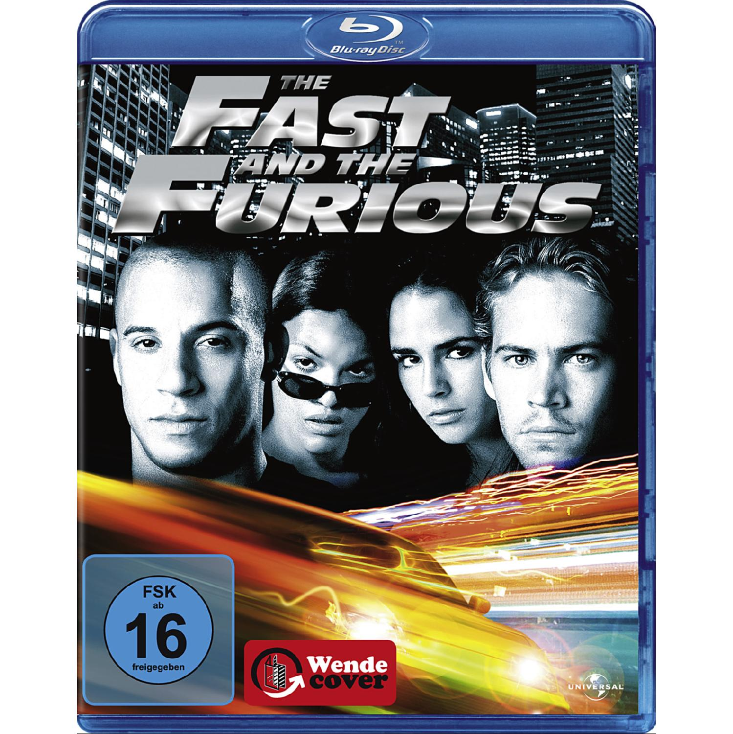 Blu-ray-Hülle des Films The Fast and the Furious mit den vier Hauptdarstellern und einem Auto im Vordergrund.